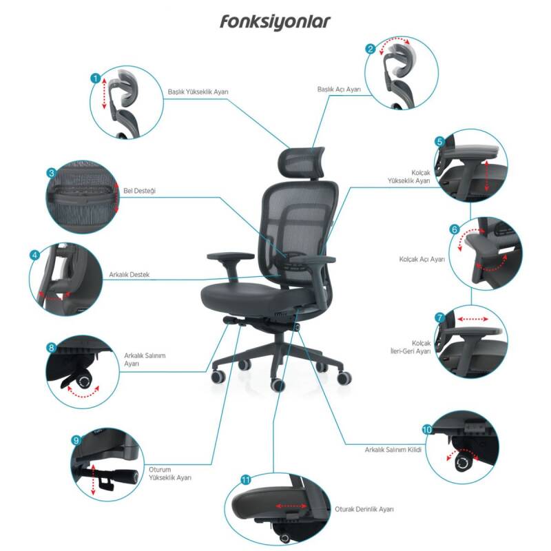 AURA BLACK ORTOPEDİK YÖNETİCİ KOLTUĞU - 6