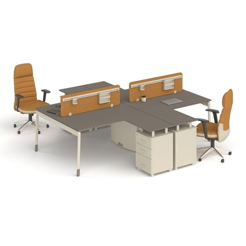 SOFT ETAJERLİ DÖRTLÜ ÇALIŞMA MASASI - 