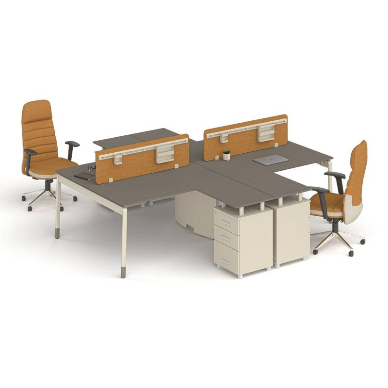 SOFT ETAJERLİ DÖRTLÜ ÇALIŞMA MASASI - 1