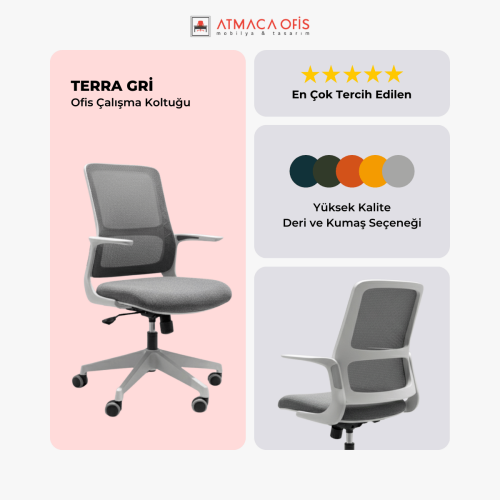 TERRA GRİ OFİS ÇALIŞMA KOLTUĞU - (1)