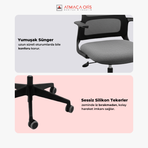 TERRA SİYAH OFİS ÇALIŞMA KOLTUĞU - 3